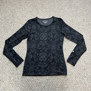 Terramar Thermal Base Layer Women’s M Snowflake Geometrical Black Gray Boatneck